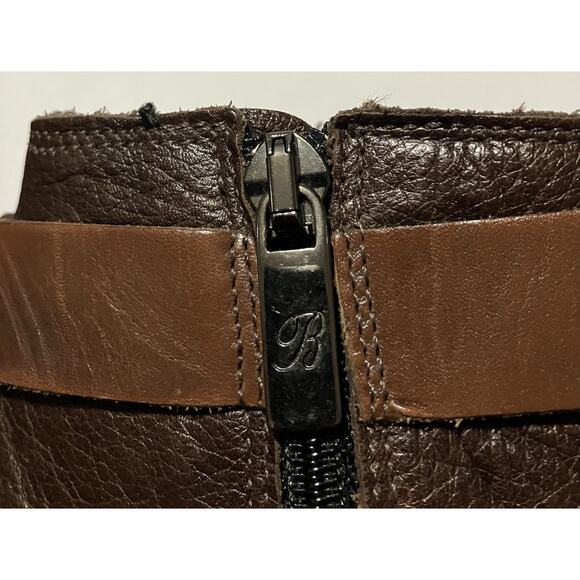 Womens Brighton Gaucho Leather Ankle Boots Block Heel Side Zip Brown 6.5 M - Picture 8 of 12